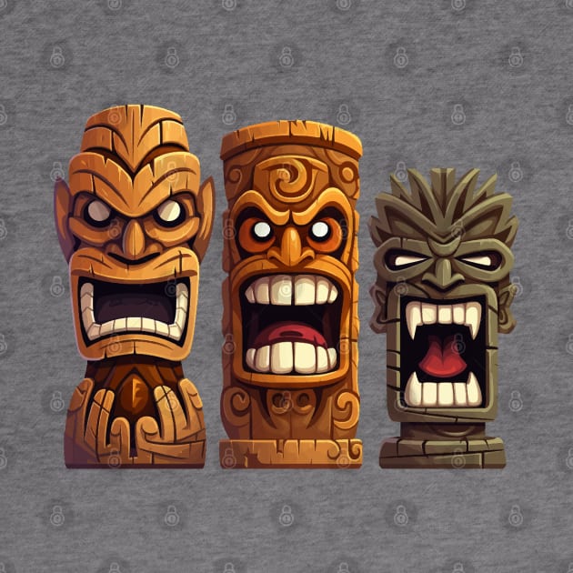 Three Tiki Statues - Getting Freaky At The Tiki by VelvetRoom